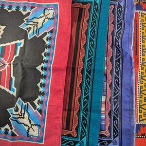 Lot of 4 NOS Bandana Scarf Southwestern Theme USA Cotton Poly Festival Vintage